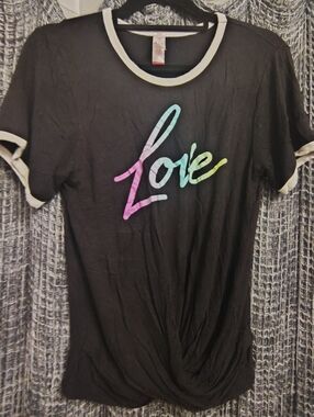 No Boundaries Love Rainbow Ringer Tee Small Y2K Graphic Top